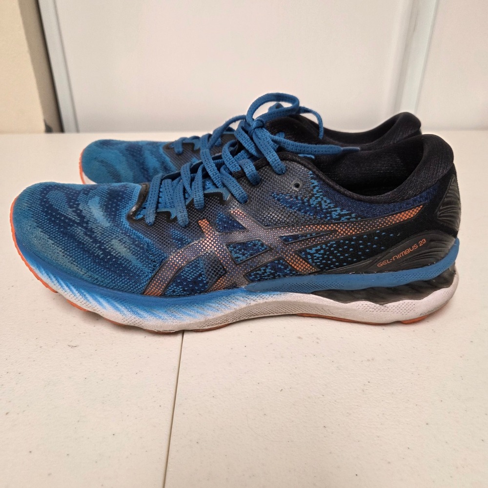 ASICS Gel-Nimbus 23 Mens Running Shoes Blue Black Orange 1011B004 Size 10.5